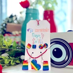 Pride jewelry collection. Rainbow polymer clay.
